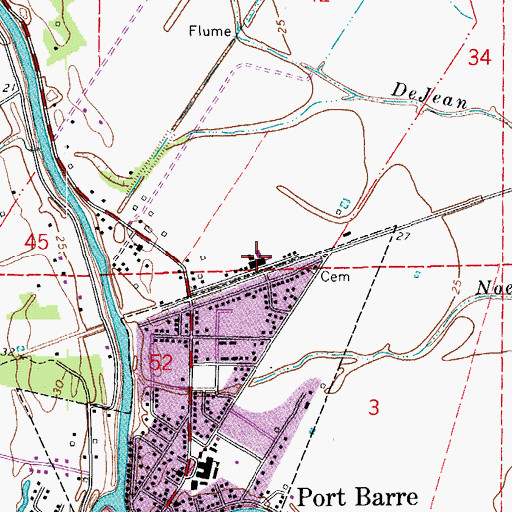 Topographic Map of Port Barre Elementary School, LA