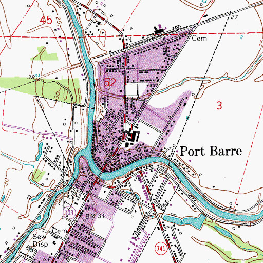 Topographic Map of Port Barre High School, LA
