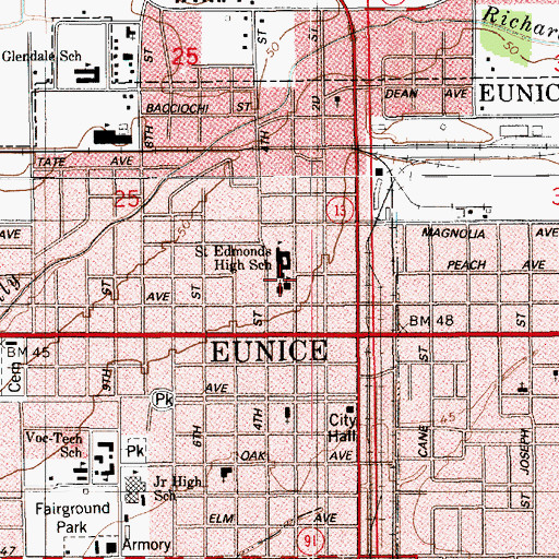 Topographic Map of Saint Anthony Catholic Church, LA