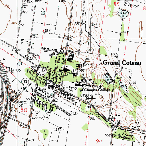 Topographic Map of Saint Charles Borromeo Catholic Church, LA