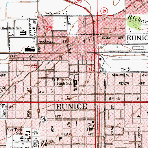 Topographic Map of Saint Edmund Catholic School, LA