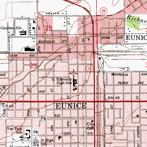 Topographic Map of Saint Edmund Catholic School, LA