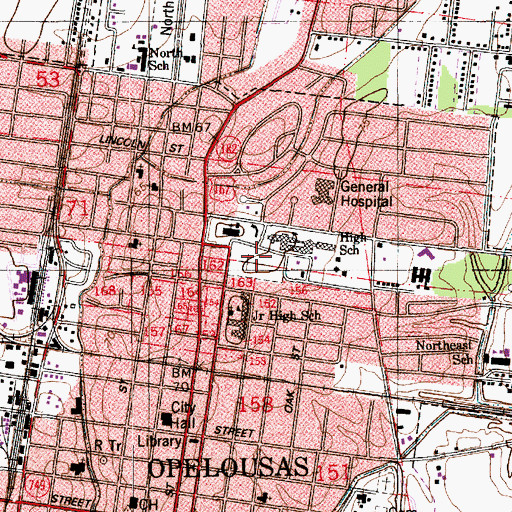 Topographic Map of Saint Landry Cemetery, LA