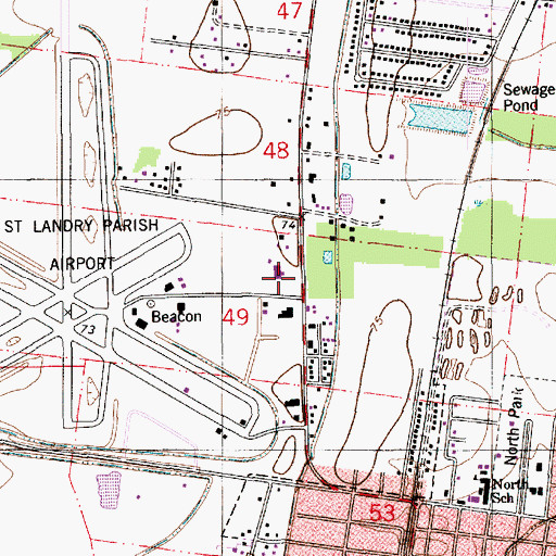 Topographic Map of Saint Landry Parish Public Service Center, LA