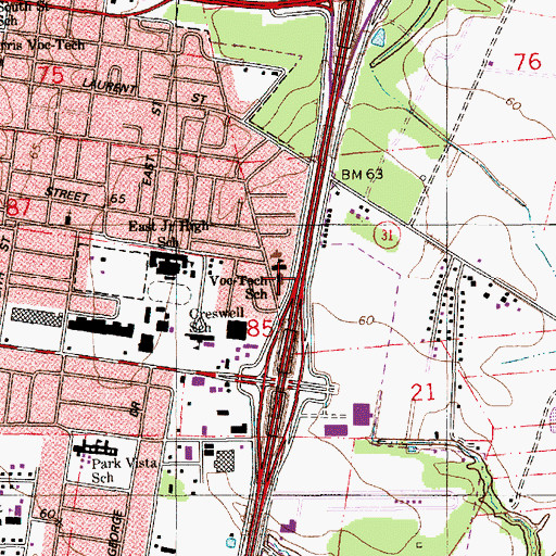 Topographic Map of Saint Landry Pre-Vocational Training Center, LA