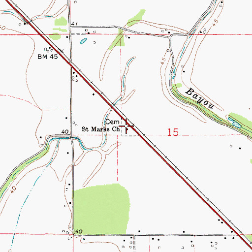 Topographic Map of Saint Marks Cemetery, LA