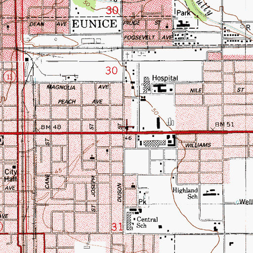Topographic Map of Saint Mathilda Catholic Church, LA