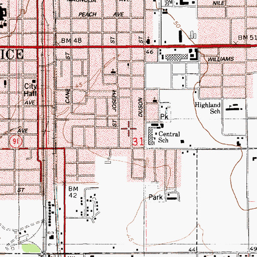 Topographic Map of Second Baptist Church, LA