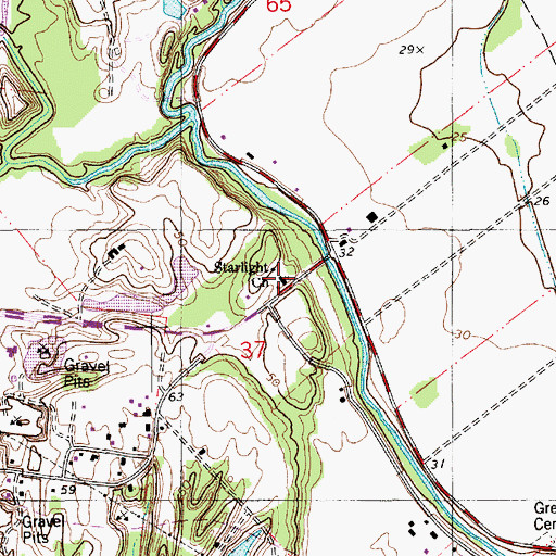 Topographic Map of Starlight Church, LA