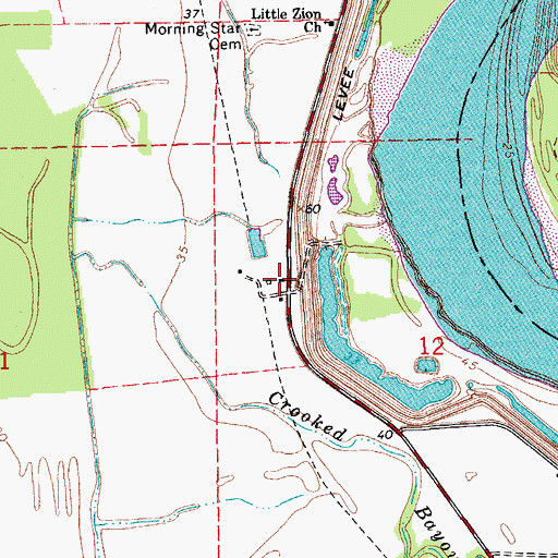 Topographic Map of Suna, LA