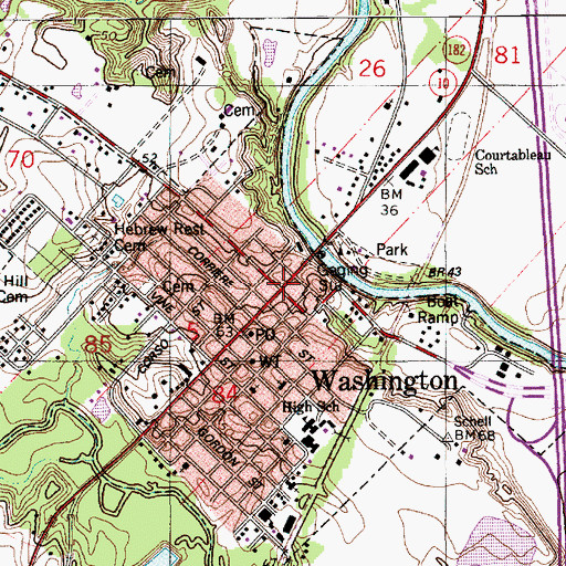 Topographic Map of Town of Washington Museum, LA