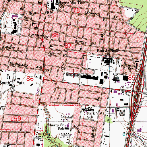 Topographic Map of Vista Village Shopping Center, LA
