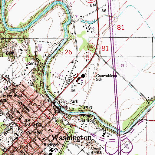 Topographic Map of Washington Elementary School, LA