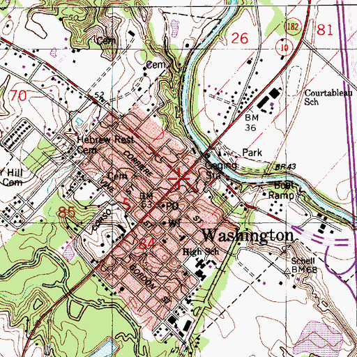 Topographic Map of Washington Town Hall, LA