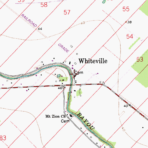 Topographic Map of Whites Chapel United Methodist Church, LA