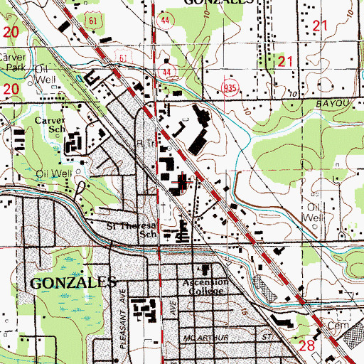 Topographic Map of New River Shopping Center, LA