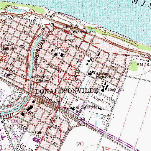 Topographic Map of Saint Catherine Catholic Church, LA