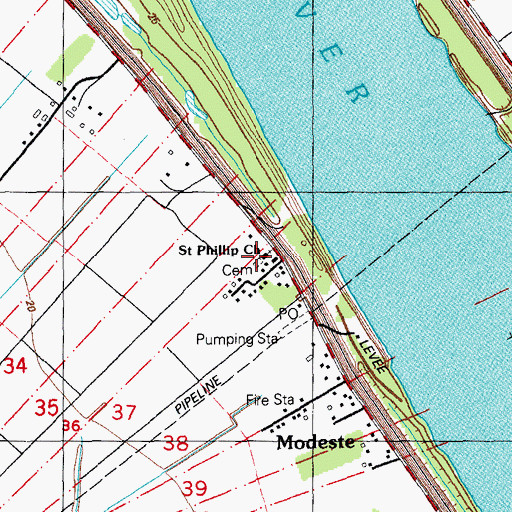 Topographic Map of Saint Phillip Cemetery, LA