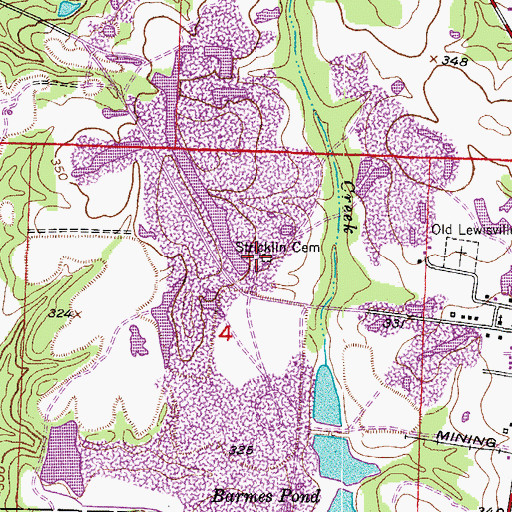 Topographic Map of Stricklin Cemetery, AR