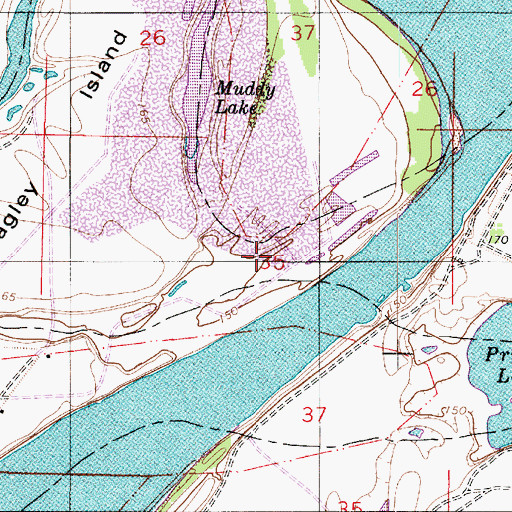 Topographic Map of Shrevens Cut-Off (historical), LA
