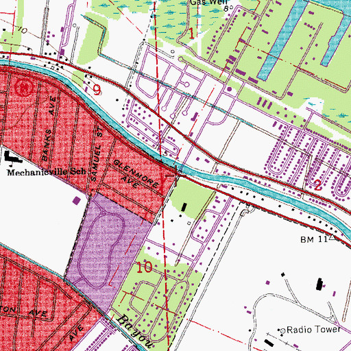 Topographic Map of Village East Shopping Center, LA