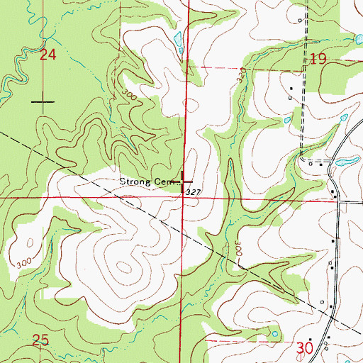 Topographic Map of Strong Cemetery, AR