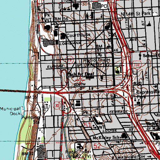 Topographic Map of Baton Rouge College (historical), LA
