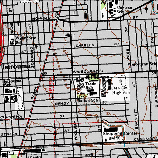 Topographic Map of Louisiana Technical College Baton Rouge Campus, LA