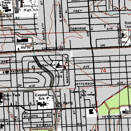 Topographic Map of Berean Seventh Day Adventist Church, LA
