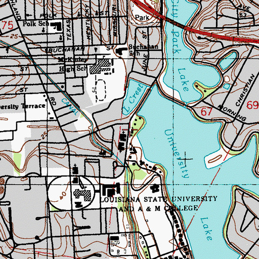 Topographic Map of Chapel of the Cross University Lutheran CHurch, LA