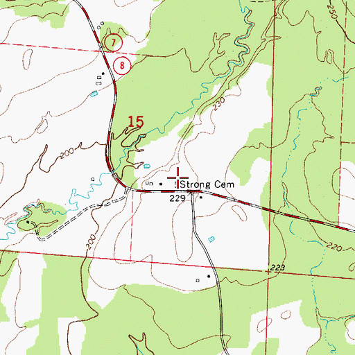 Topographic Map of Strong Cemetery, AR