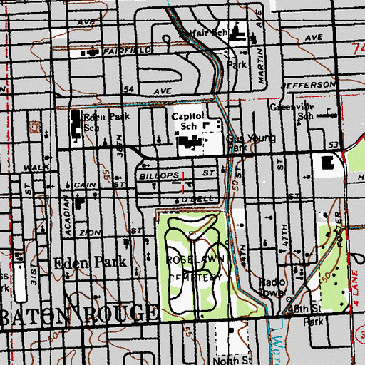 Topographic Map of Church of God and Christ, LA