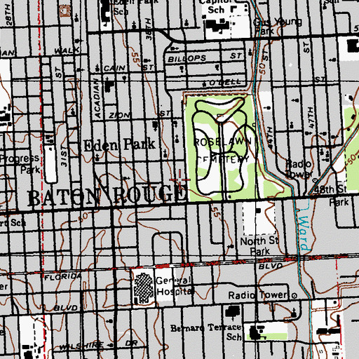 Topographic Map of Community Baptist Church, LA