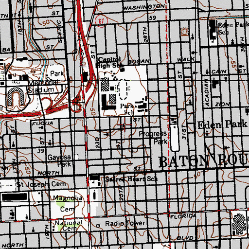 Topographic Map of Donaldson Chapel Missionary Baptist Church, LA