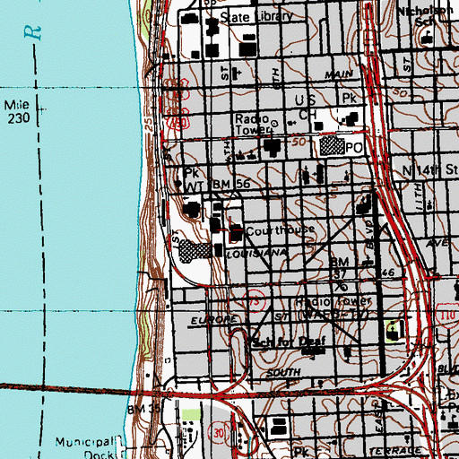 Topographic Map of East Baton Rouge Parish Courthouse, LA