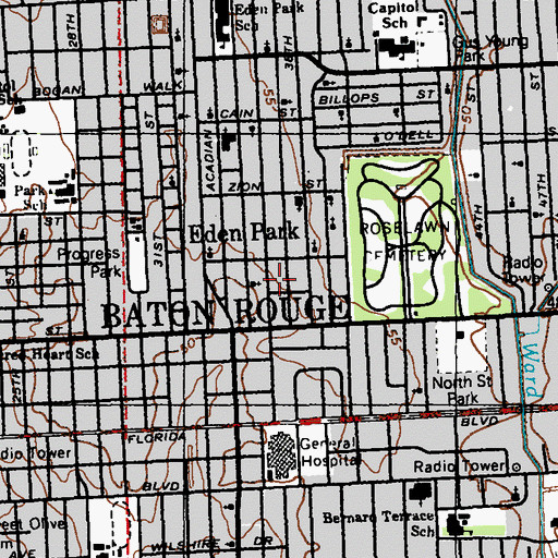 Topographic Map of Faith Baptist Church, LA