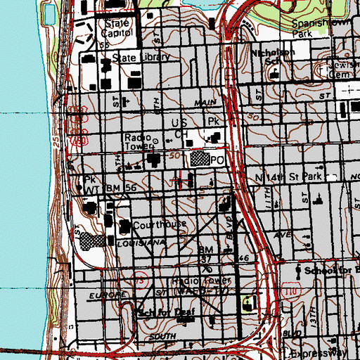 Topographic Map of First Presbyterian Church, LA