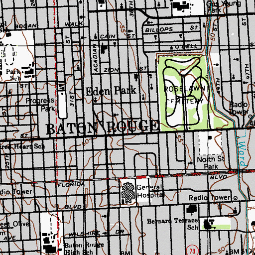 Topographic Map of First Revelation Baptist Church, LA