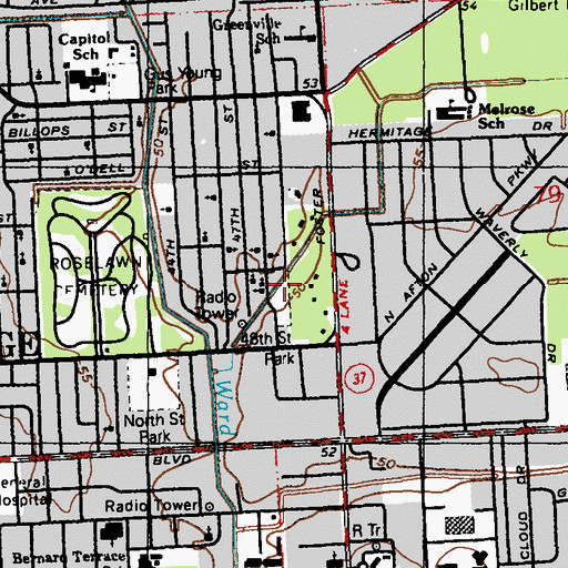 Topographic Map of Fourtyeighth Street Park, LA