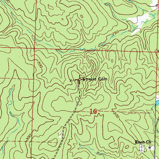 Topographic Map of Stroud Cemetery, AR