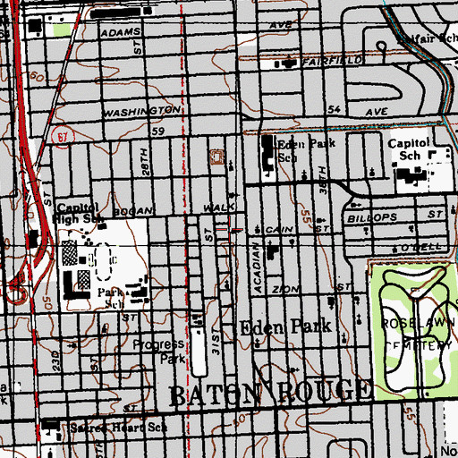 Topographic Map of Greater Green Chapel Church, LA