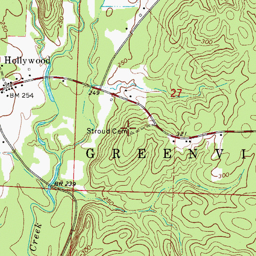 Topographic Map of Stroud Cemetery, AR
