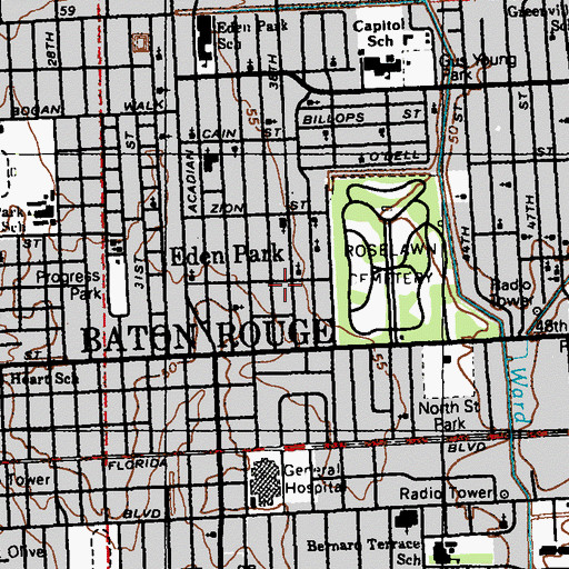Topographic Map of Hughes United Methodist Church, LA