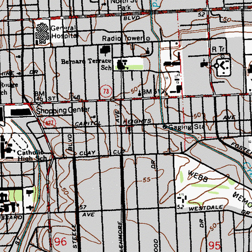Topographic Map of Ingleside United Methodist Church, LA