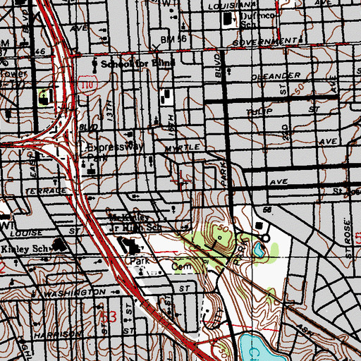 Topographic Map of Little Rising Sun Church, LA
