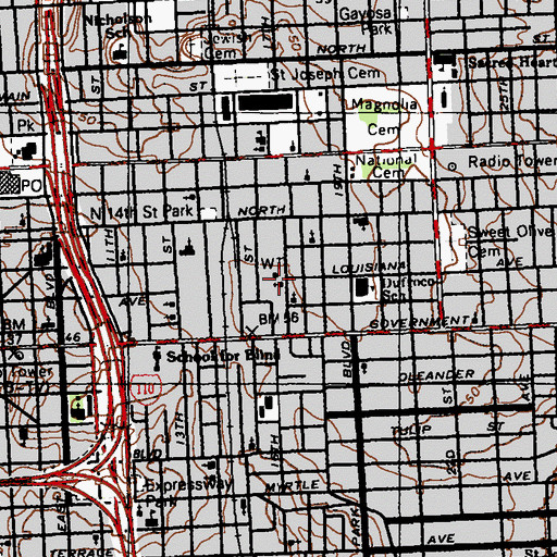Topographic Map of Little Rock Baptist Church, LA
