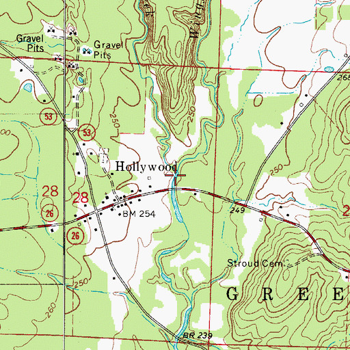 Topographic Map of Stroud Creek, AR