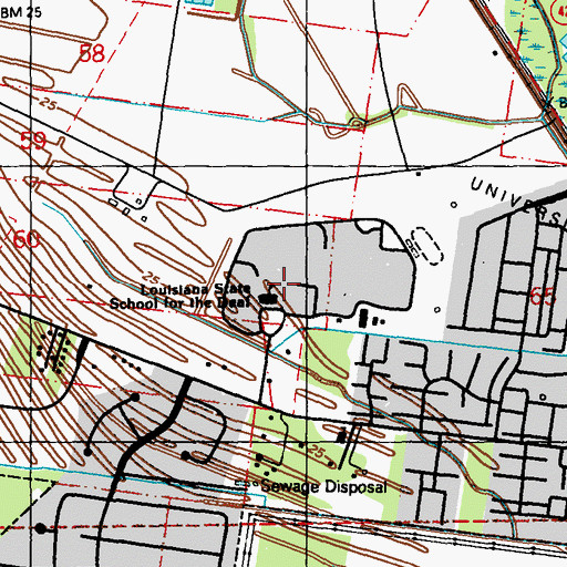 Topographic Map of Louisiana School for the Visually Impaired, LA