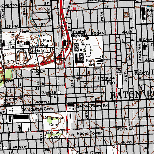 Topographic Map of Macedonia Baptist Church, LA