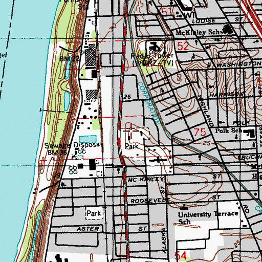 Topographic Map of Magnolia Mound Plantation (historical), LA